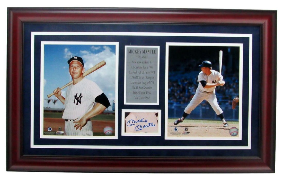 Mickey Mantle Signed 8x10 Photo Collage Framed MLB Hologram: Mickey Mantle Signed 8x10 Photo Collage Framed MLB Hologram Celebrate the legacy of baseball legend Mickey Mantle with this stunning New York Yankees Signed 8x10 Photo Collage, beautifully framed to e