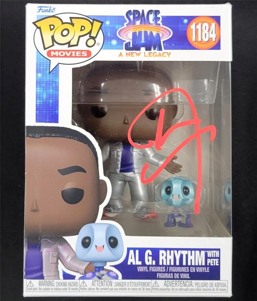 Don Cheadle Signed Al G. Rhythm Funko Pop Space Jam Beckett Authenticated: Don Cheadle Signed Al G. Rhythm Funko Pop Space Jam Beckett Authenticated This is an original Funko Pop! figure of Al G. Rhythm from the movie Space Jam: A New Legacy, personally signed by Don Cheadle