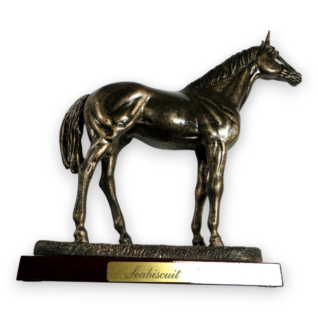 Tobey Maguire Signed Mini Seabiscuit Horse Statue Beckett Authenticated: Tobey Maguire Signed Mini Seabiscuit Horse Statue Beckett Authenticated This is an original Tobey Maguire signed mini statue of the iconic horse from the film Seabiscuit. The autograph has been authen