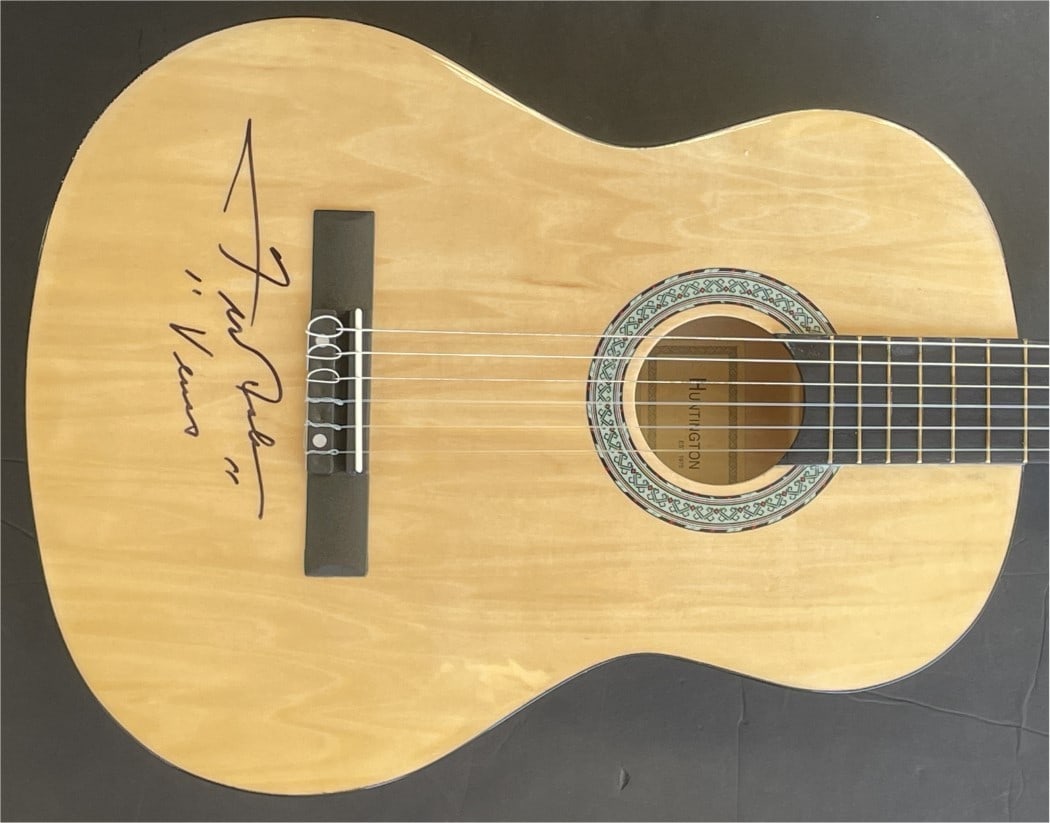 Frankie Avalon Signed Acoustic Guitar JSA Authenticated Beach Blanket Bingo: Frankie Avalon Signed Acoustic Guitar JSA Authenticated Beach Blanket Bingo This is an original acoustic guitar signed by Frankie Avalon, a renowned performer known for his contributions to beach-them
