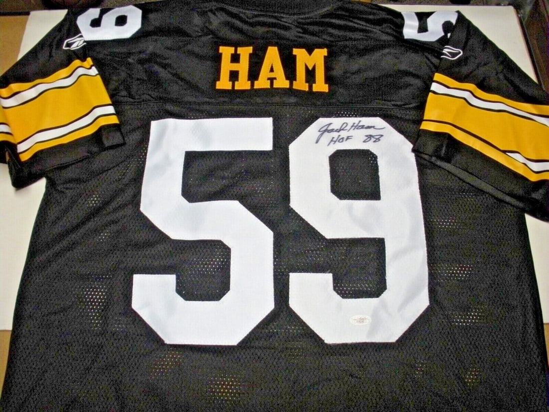 Signed Reebok Jersey Jack Ham With JSA COA Pittsburgh Steelers NFL: Signed Reebok Jersey Jack Ham With JSA COA Pittsburgh Steelers NFL This is an officially licensed Reebok Pittsburgh Steelers jersey, signed by Jack Ham. The jersey is an original item from the United
