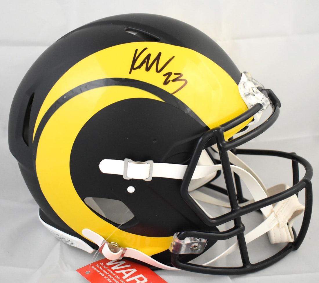 Kyren Williams Signed Los Angeles Rams Full Size Speed Authentic Helmet Beckett: Kyren Williams Signed Los Angeles Rams Full Size Speed Authentic Helmet Beckett This is a pre-owned Los Angeles Rams full-size Rivalries Speed Authentic helmet autographed by Kyren Williams. The helme
