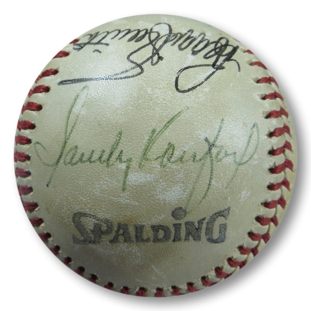 Los Angeles Dodgers Multi-Signed Baseball Koufax Baker Lopes JSA Authenticated: Los Angeles Dodgers Multi-Signed Baseball Koufax Baker Lopes JSA Authenticated This Los Angeles Dodgers multi-signed autographed baseball features the signatures of five legendary players: Sandy Koufa