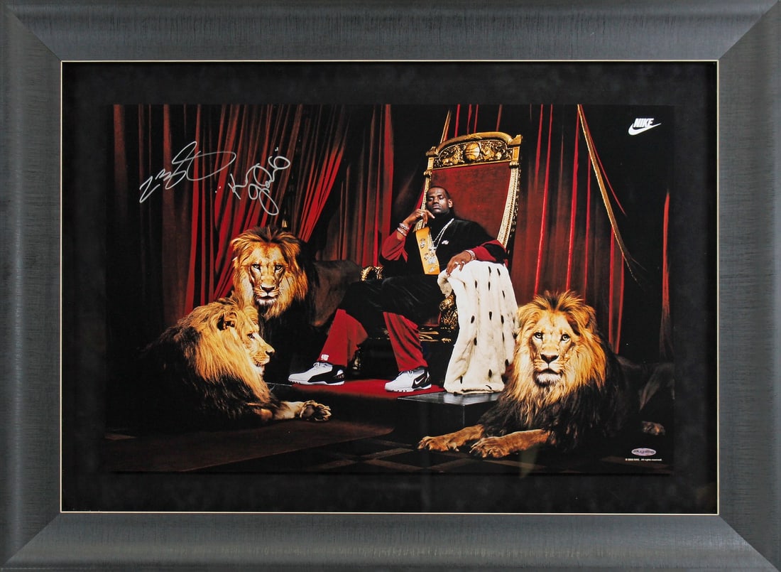 LeBron James Signed Framed 16x24 Photo with King James Inscription UDA: LeBron James Signed Framed 16x24 Photo with King James Inscription UDA Celebrate the legacy of LeBron James with this stunning autographed framed photo. This authentic 16x24 photo features the inscrip