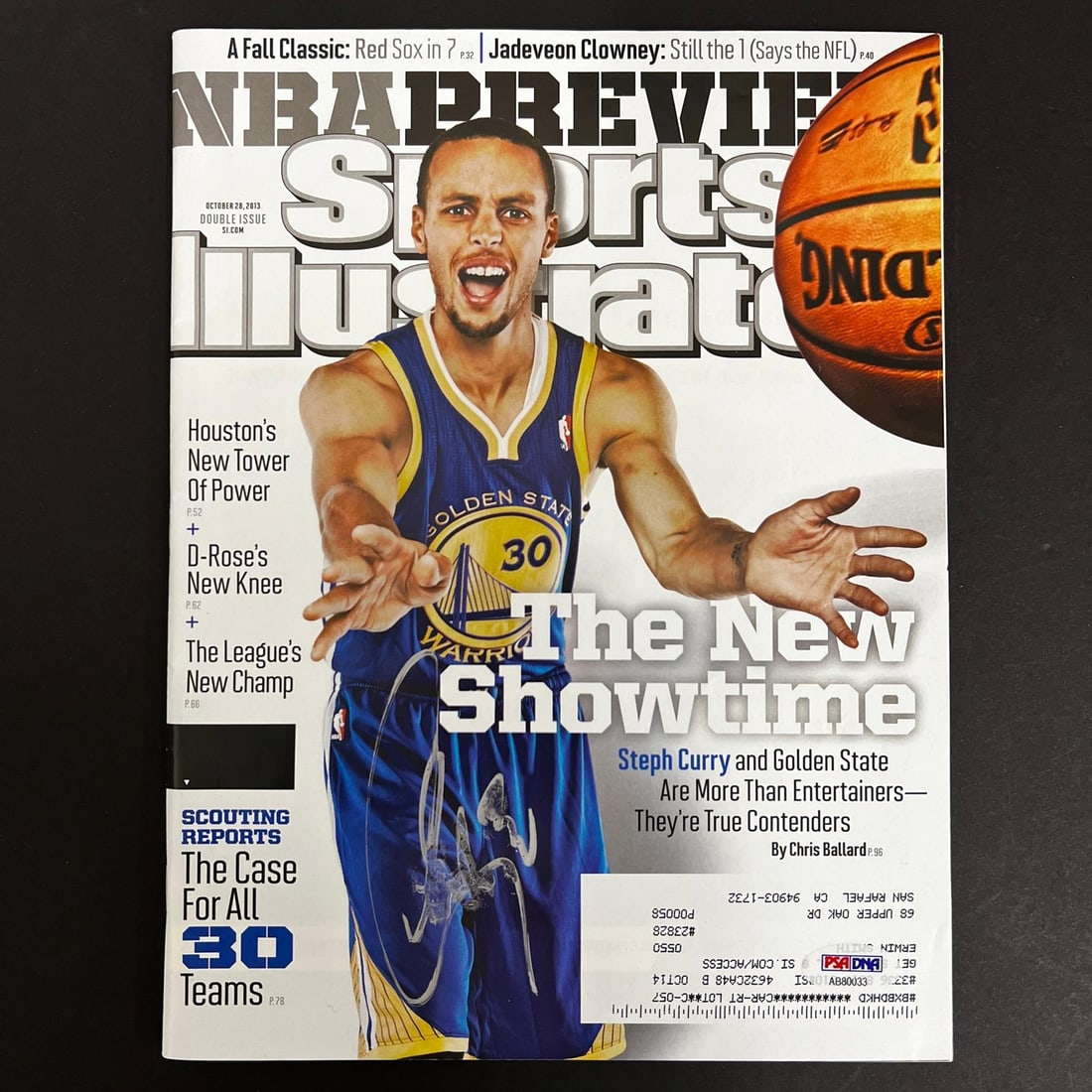 Stephen Curry Autographed Sports Illustrated Magazine PSA/DNA Warriors: Stephen Curry Autographed Sports Illustrated Magazine PSA/DNA Warriors This collectible features a Sports Illustrated magazine autographed by NBA superstar Stephen Curry, a key player for the Golden S