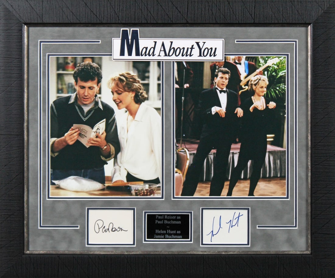 Mad About You Signed Framed Display by Helen Hunt & Paul Riser BAS AD04912: Mad About You Signed Framed Display by Helen Hunt & Paul Riser BAS AD04912 This stunning framed display features a signed photograph by Helen Hunt and Paul Riser from the beloved TV show 'Mad About Yo