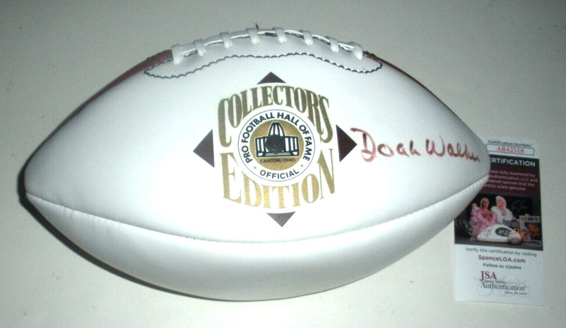 Wilson football autographed by Doak Walker with JSA COA SMU Mustangs Heisman winner: Wilson football autographed by Doak Walker with JSA COA SMU Mustangs Heisman winner This official Wilson football has been signed by Doak Walker, the celebrated SMU Mustangs Heisman Trophy winner from