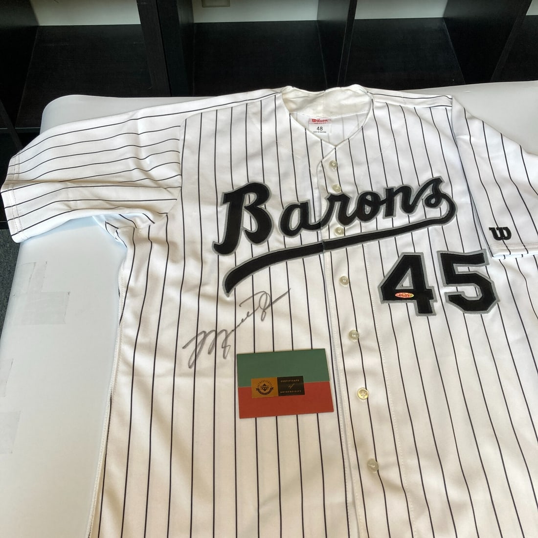 Michael Jordan Signed Birmingham Barons Jersey with Upper Deck COA: Michael Jordan Signed Birmingham Barons Jersey with Upper Deck COA Own a piece of basketball history with this authentic Michael Jordan signed Birmingham Barons baseball jersey. This jersey showcases