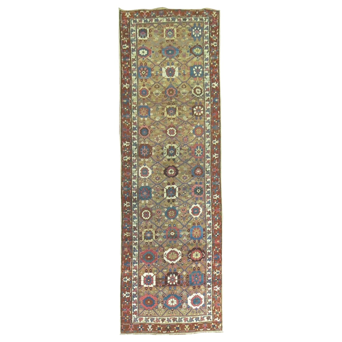 Zabihi Collection Camel Brown Persian Runner 41 x 124 Hand-Knotted Wool: Zabihi Collection Camel Brown Persian Runner 41 x 124 Hand-Knotted Wool This stunning Zabihi Collection Camel Brown Persian Runner features an exquisite Bakshaish style, showcasing a captivating all-o