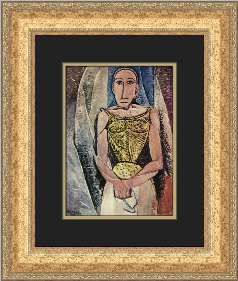 Pablo Picasso Woman in Yellow Custom Framed Art Print 1972: Pablo Picasso Woman in Yellow Custom Framed Art Print 1972 This exquisite custom framed print titled "Woman in Yellow" by Pablo Picasso captures the essence of Abstract Expressionism and Impressionism
