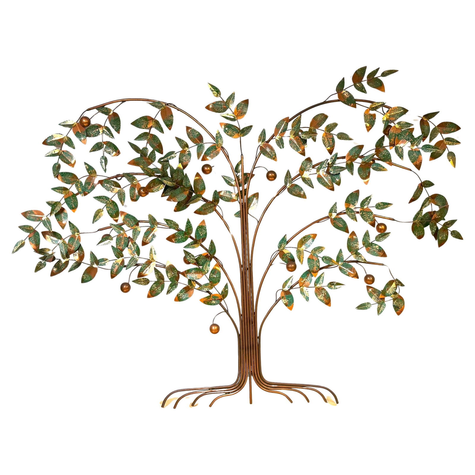 Copper and Enamel Tree of Life Wall Art Attributed to Curtis Jere 1970s: Copper and Enamel Tree of Life Wall Art Attributed to Curtis Jere 1970s This mid-century 'Tree of Life' wall sculpture is attributed to Curtis Jere and was crafted in the USA circa 1970s. The piece sh