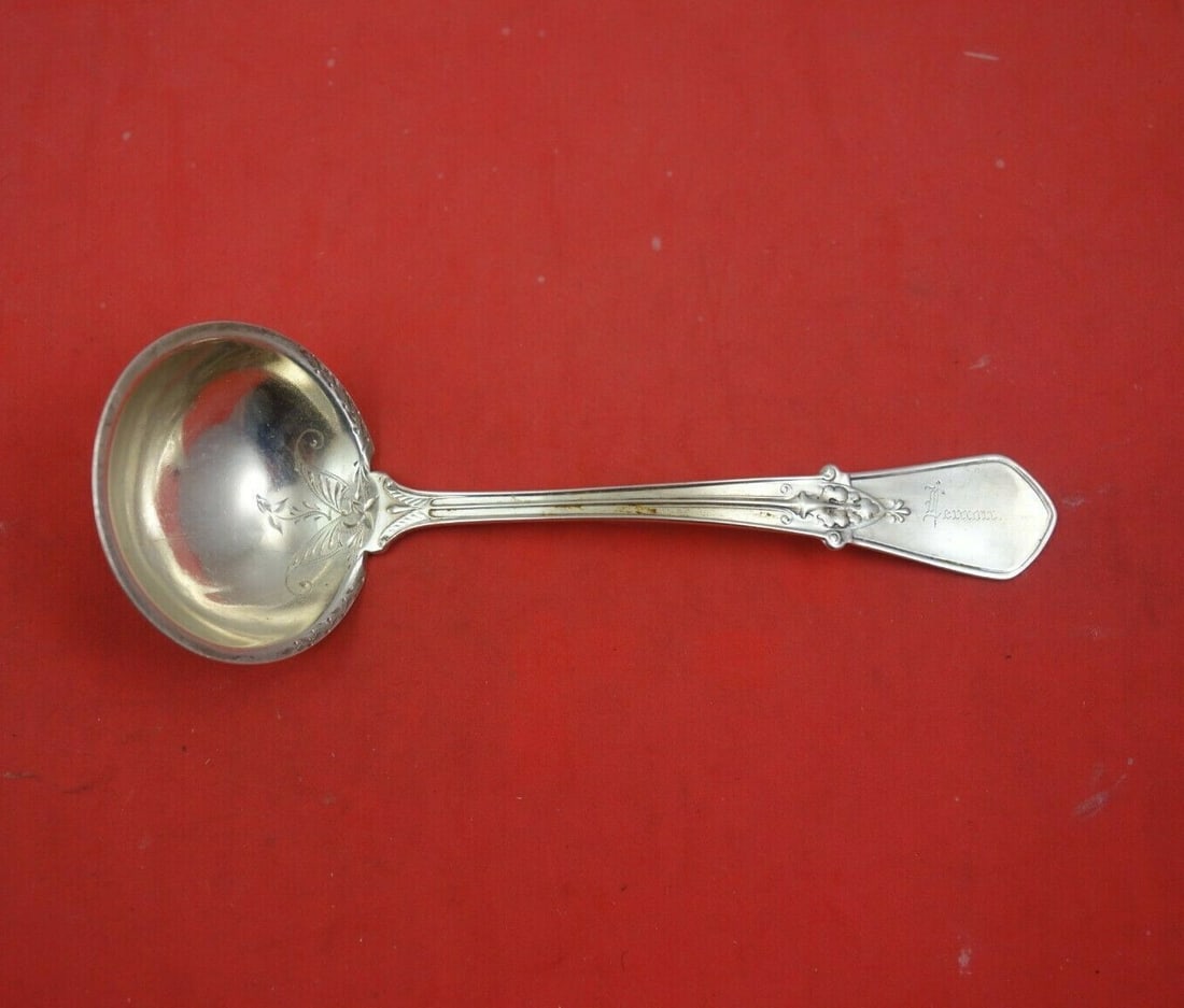 Gorham Swiss Sterling Silver 6 Inch Sauce Ladle Bright-Cut Monogrammed (1 of 3)