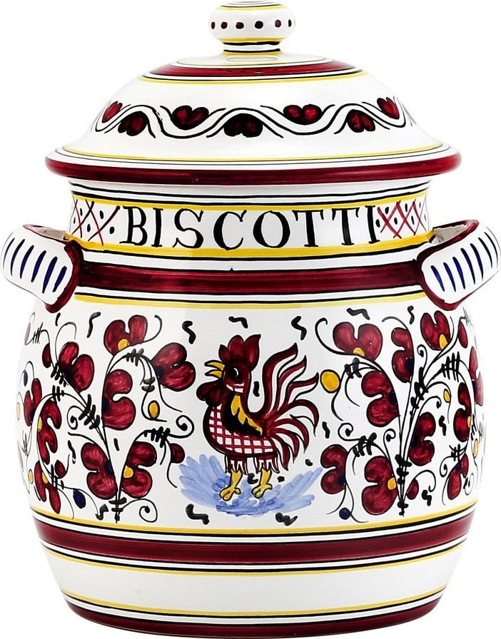 Handmade Orvieto Red Rooster Ceramic Biscotti Jar 10x8x8 (1 of 8)