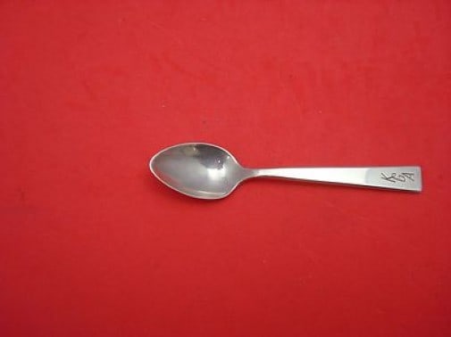 Dirk Van Erp Sterling Silver Demitasse Spoon Pattern 2 4 inches Monogrammed KGA: Dirk Van Erp Sterling Silver Demitasse Spoon Pattern 2 4 inches Monogrammed KGA This exquisite sterling silver demitasse spoon, measuring 4 inches, showcases the elegant Pattern 2 designed by Dirk Van