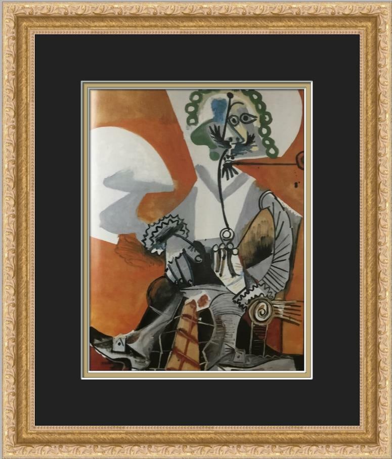 Pablo Picasso Musketeer with Pipe Custom Framed Print Abstract Art: Pablo Picasso Musketeer with Pipe Custom Framed Print Abstract Art Elevate your decor with this stunning custom-framed print of Pablo Picasso's "Musketeer with Pipe." This artwork showcases a medium-s