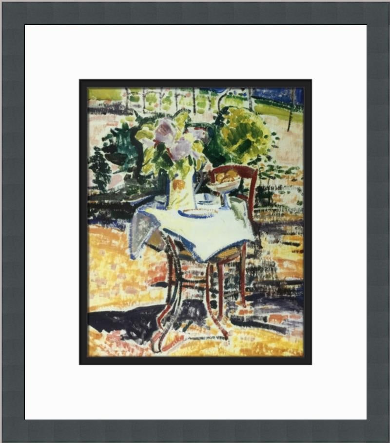 Alfred Maurer The Iron Table Custom Framed Impressionist Print: Alfred Maurer The Iron Table Custom Framed Impressionist Print This custom framed print titled "The Iron Table" by Alfred Maurer showcases an impressive impressionist style. Created using offset litho