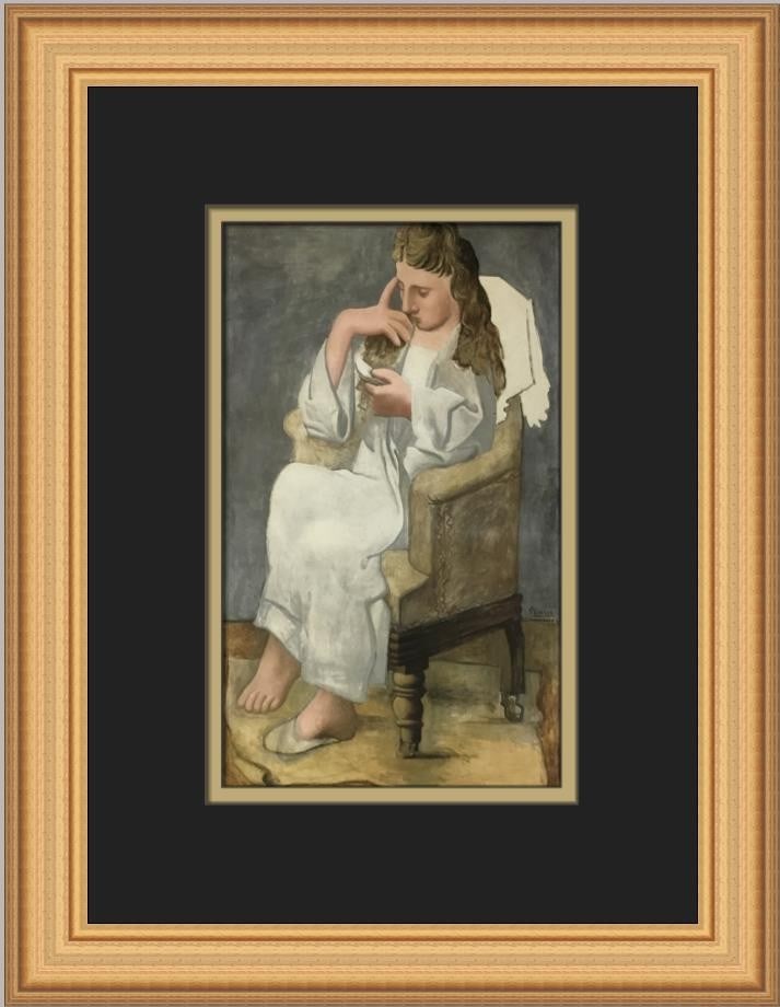 Pablo Picasso Woman Reading Custom Framed Art Print 15 x 12: Pablo Picasso Woman Reading Custom Framed Art Print 15 x 12 This stunning custom framed print titled "Woman Reading" by Pablo Picasso showcases a beautiful blend of Abstract, Cubism, Expressionism, an