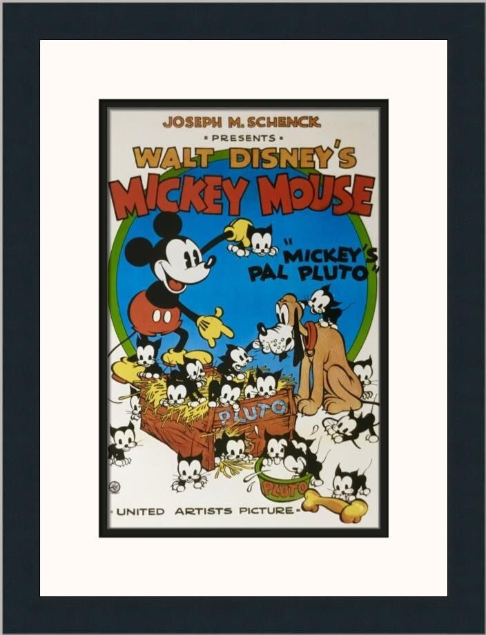 Mickey Mouse & Pluto Custom Framed Print Disney 1992 Cartoon Realism: Mickey Mouse & Pluto Custom Framed Print Disney 1992 Cartoon Realism This charming custom framed print features Disney's beloved characters, Mickey Mouse and Pluto, in a delightful portrayal titled "M