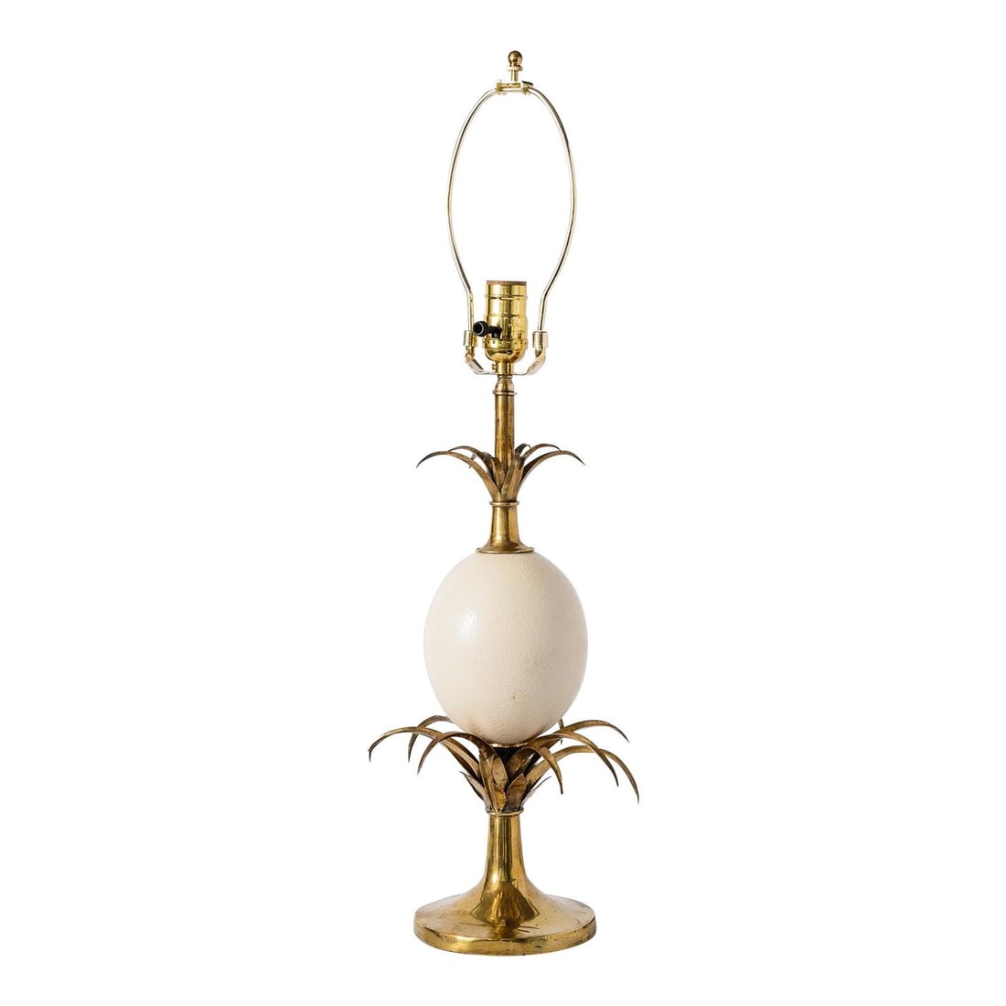 1960s Maison Charles Brass Ostrich Egg Lamp Vintage (1 of 10)