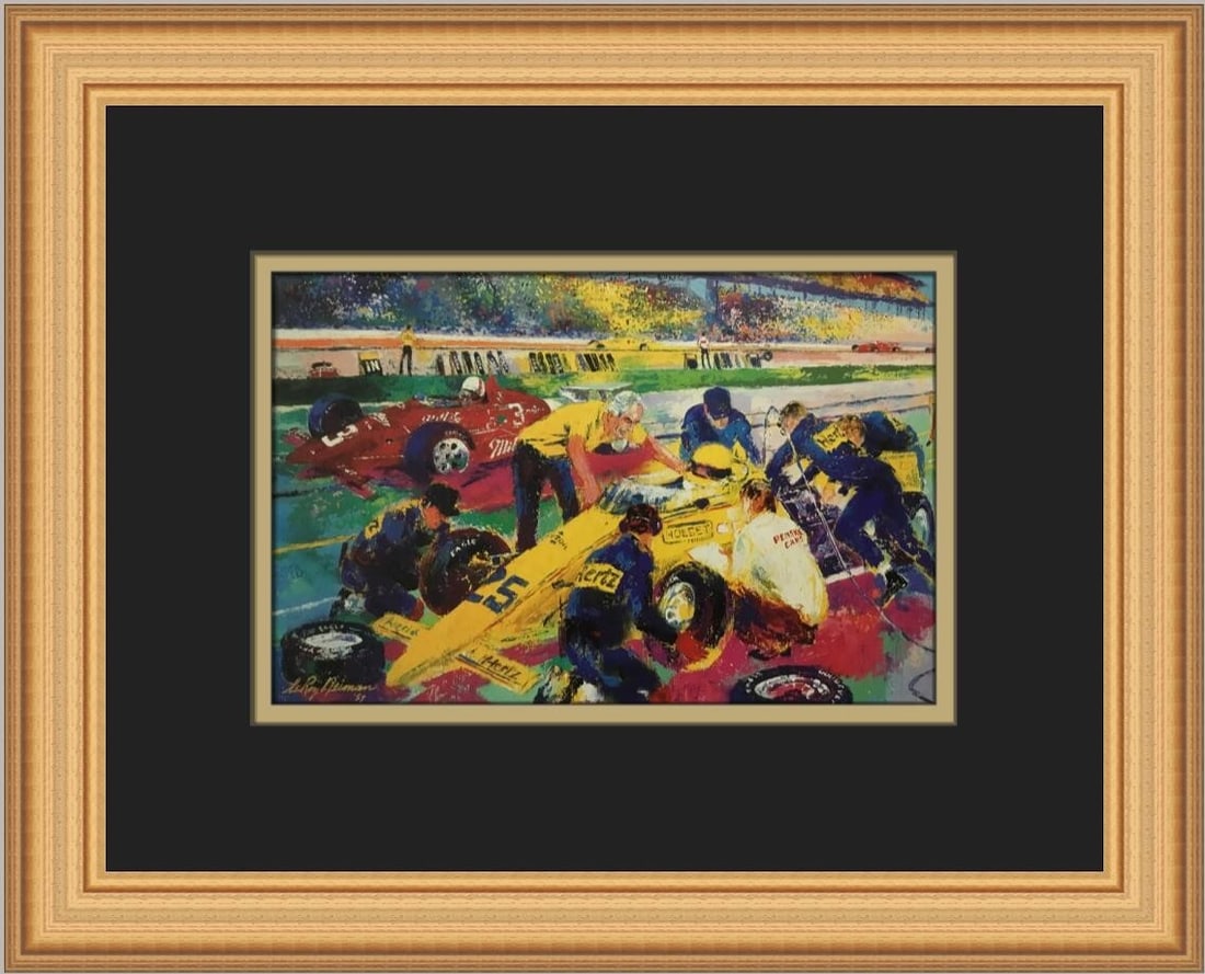 LeRoy Neiman Indy Time Trials Framed Print 2003 Expressionism Art: LeRoy Neiman Indy Time Trials Framed Print 2003 Expressionism Art This stunning custom framed print titled 'Indy Time Trials' by renowned artist LeRoy Neiman captures the dynamic essence of the iconic