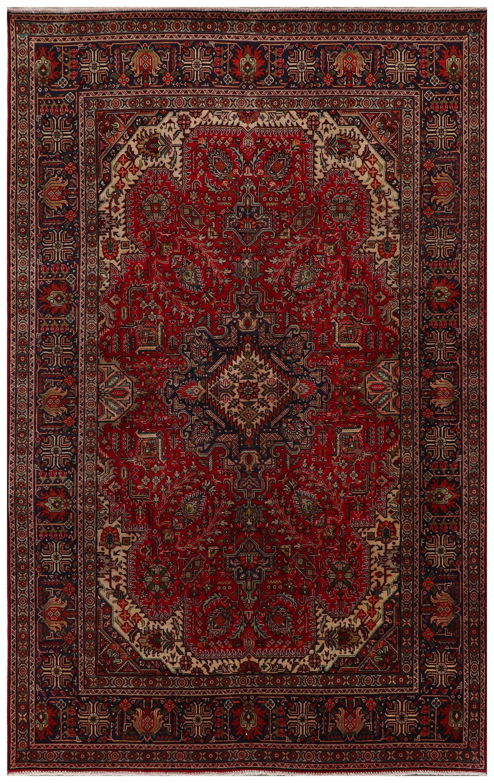 6' x 10' Hand-Knotted Persian Tabriz Wool Rug Faded Pastels: 6' x 10' Hand-Knotted Persian Tabriz Wool Rug Faded Pastels Free continental US Shipping Enhance your living space with this exquisite 6' x 10' Persian Tabriz Wool Rug, meticulously hand-knotted for a