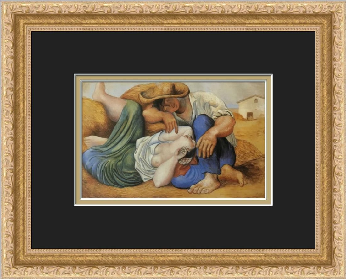 Pablo Picasso Sleeping Peasants Custom Framed Art Print: Pablo Picasso Sleeping Peasants Custom Framed Art Print This stunning custom framed print features Pablo Picasso's renowned work, "Sleeping Peasants." The print is produced using offset lithography, s