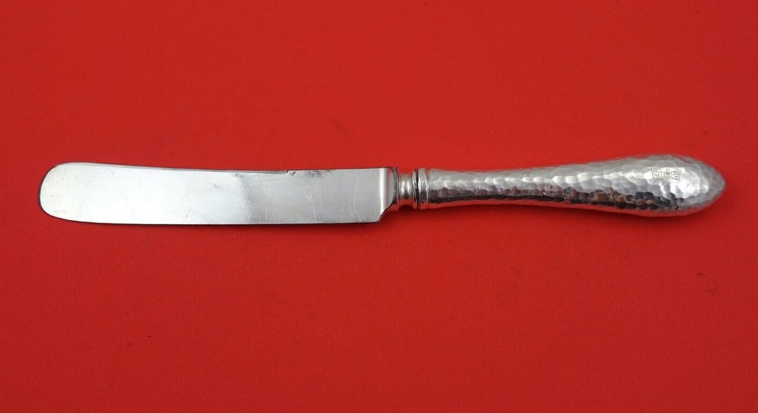 Arts and Crafts Sterling Silver Knife 9 inch Hammered Handle Silver Plated Blade: Arts and Crafts Sterling Silver Knife 9 inch Hammered Handle Silver Plated Blade This elegant Arts and Crafts style knife features a sterling silver construction with a silver-plated blade and a beaut
