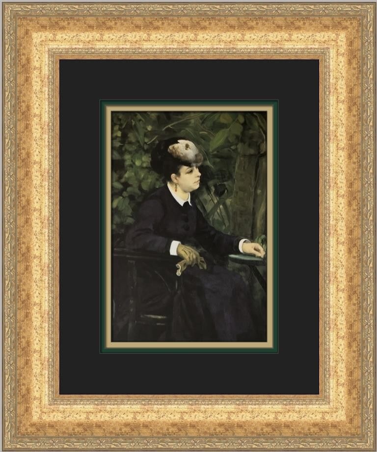 Pierre-Auguste Renoir Woman with a Seagull Feather Custom Framed Art Print: Pierre-Auguste Renoir Woman with a Seagull Feather Custom Framed Art Print This custom framed print features Pierre-Auguste Renoir's captivating artwork titled "Woman with a Seagull Feather." Measurin