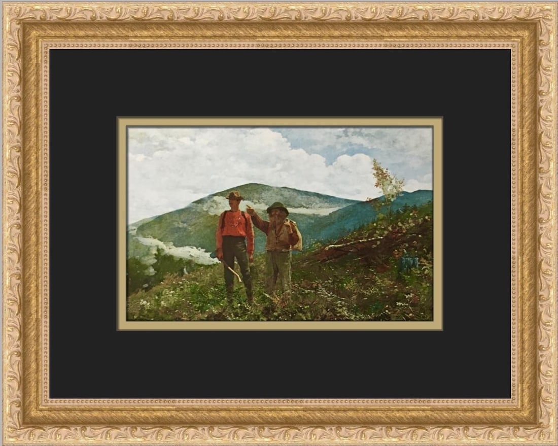 Winslow Homer The Two Guides Custom Framed Print Art: Winslow Homer The Two Guides Custom Framed Print Art This custom framed print titled "The Two Guides" by Winslow Homer showcases the artist's mastery in realism. Created in 1979, this medium-sized pie