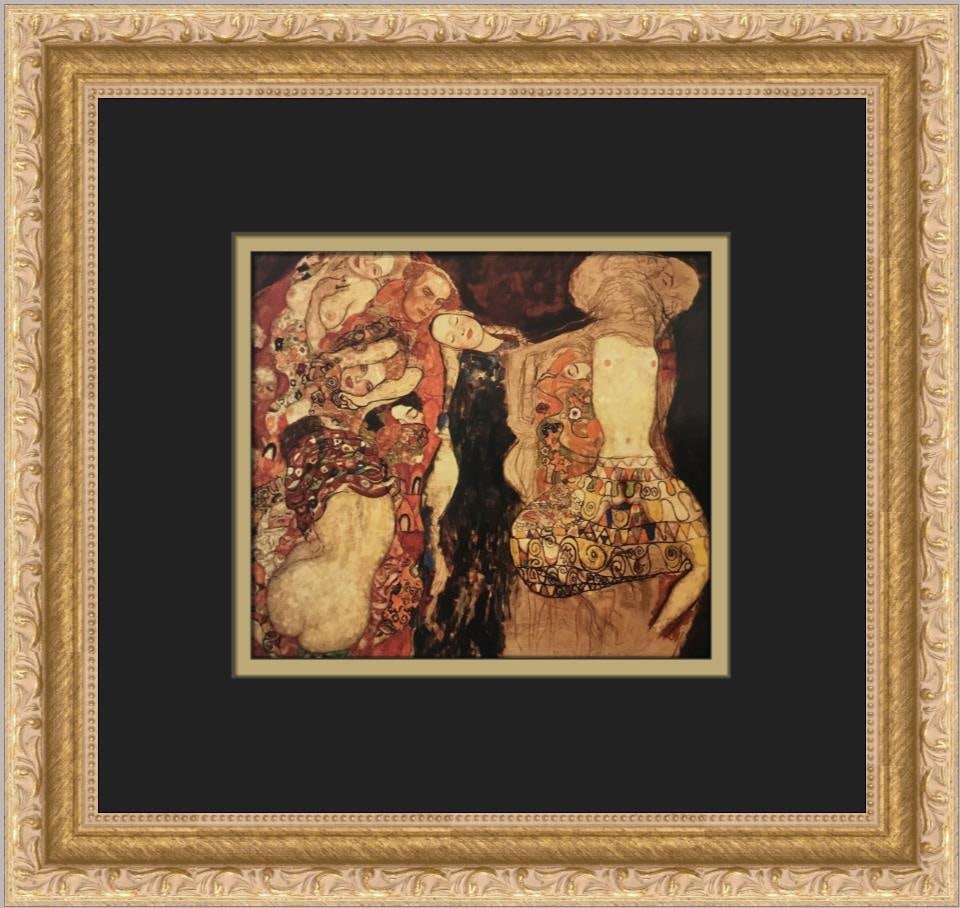 Gustav Klimt The Bride Unfinished Custom Framed Lithograph Art Print: Gustav Klimt The Bride Unfinished Custom Framed Lithograph Art Print This exquisite custom framed print features Gustav Klimt's unfinished work, "The Bride," showcasing a unique piece of art history.