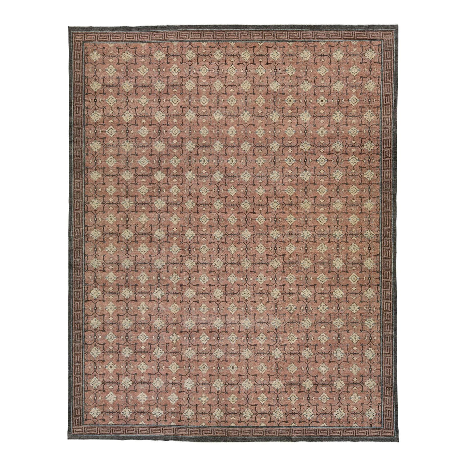 Khotan Style Modern Wool Rug Geometric Design Brown 11'11 x 15'1 (1 of 7)