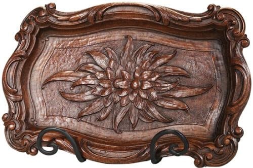Hand-Carved Edelweiss Flower Tray Lodge Style Rectangular Resin: Hand-Carved Edelweiss Flower Tray Lodge Style Rectangular Resin This item is made at time of order. Please allow 42 to 70 days for production. Introducing the Decorative Edelweiss Flower Tray, a beaut