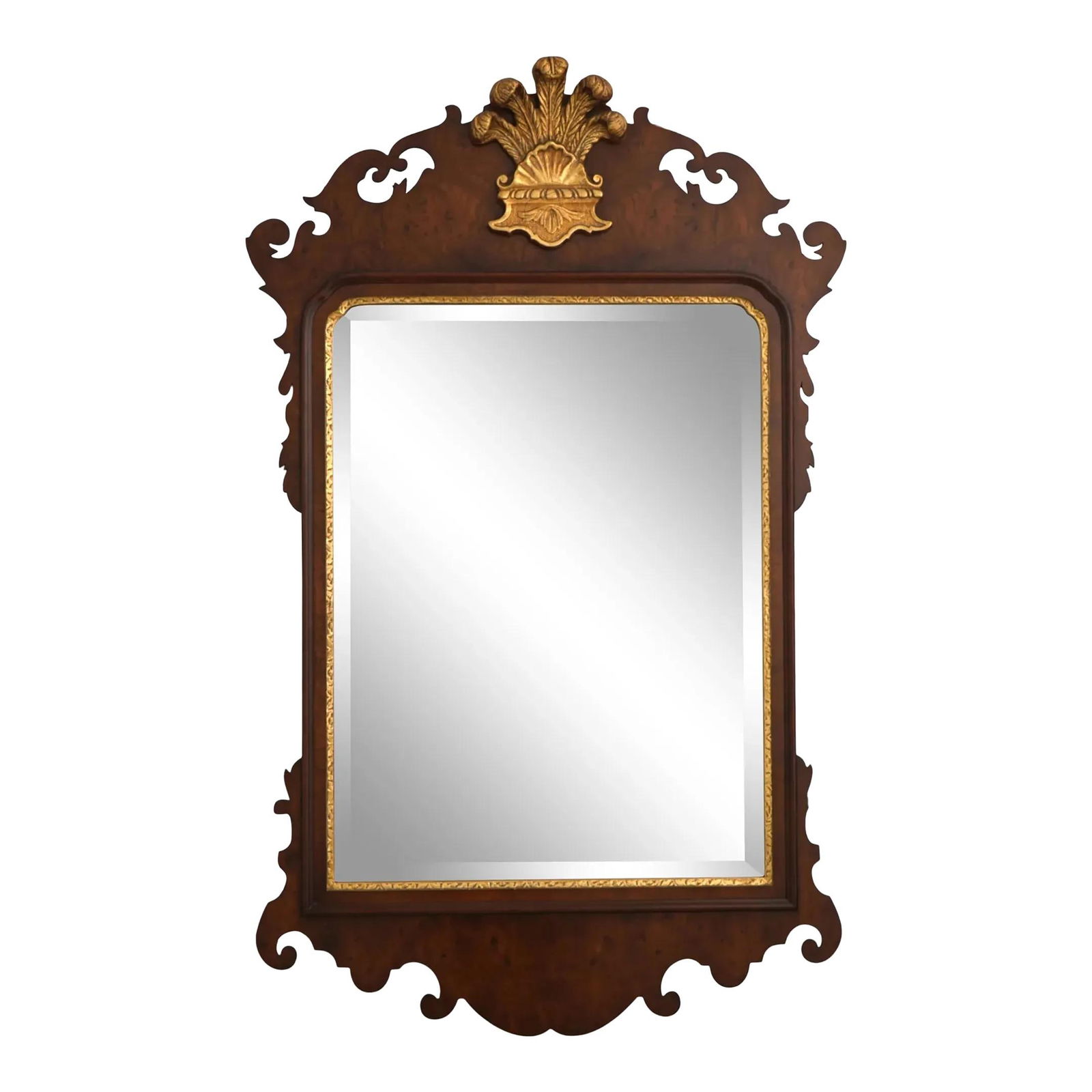 Friedman Brothers Colonial Williamsburg CW-LG-5 Beveled Mirror in Walnut Gold Accents: Friedman Brothers Colonial Williamsburg CW-LG-5 Beveled Mirror in Walnut Gold Accents This stunning Colonial Williamsburg mirror by Friedman Brothers boasts a classic 18th-century design, crafted from