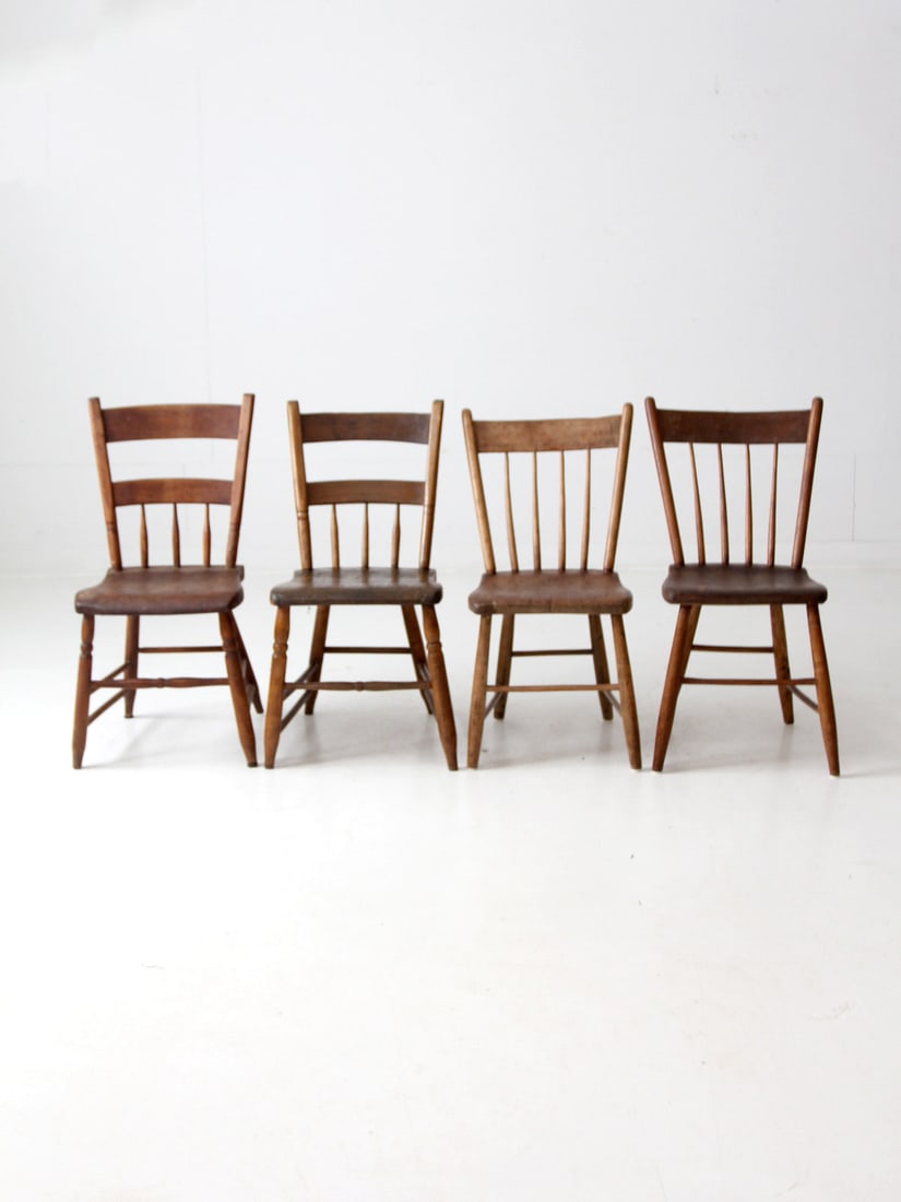 Set of 4 Antique American Primitive Rustic Chairs (1 of 9)