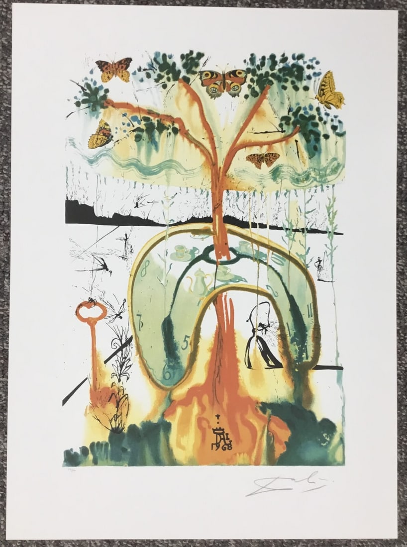Salvador Dali Mad Tea Party Limited Edition Lithograph Signed 1989: Salvador Dali Mad Tea Party Limited Edition Lithograph Signed 1989 This stunning offset lithograph titled 'Mad Tea Party' by the iconic artist Salvador Dali captures the essence of surrealism in a vib