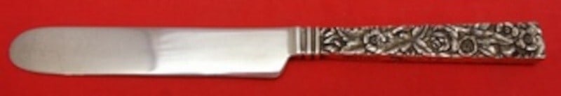 Kirk Repousse Sterling Silver 5 Inch Baby Knife Square Handle: Kirk Repousse Sterling Silver 5 Inch Baby Knife Square Handle This exquisite 5" baby knife features a square handle and is crafted from high-quality sterling silver in the elegant Repousse pattern by