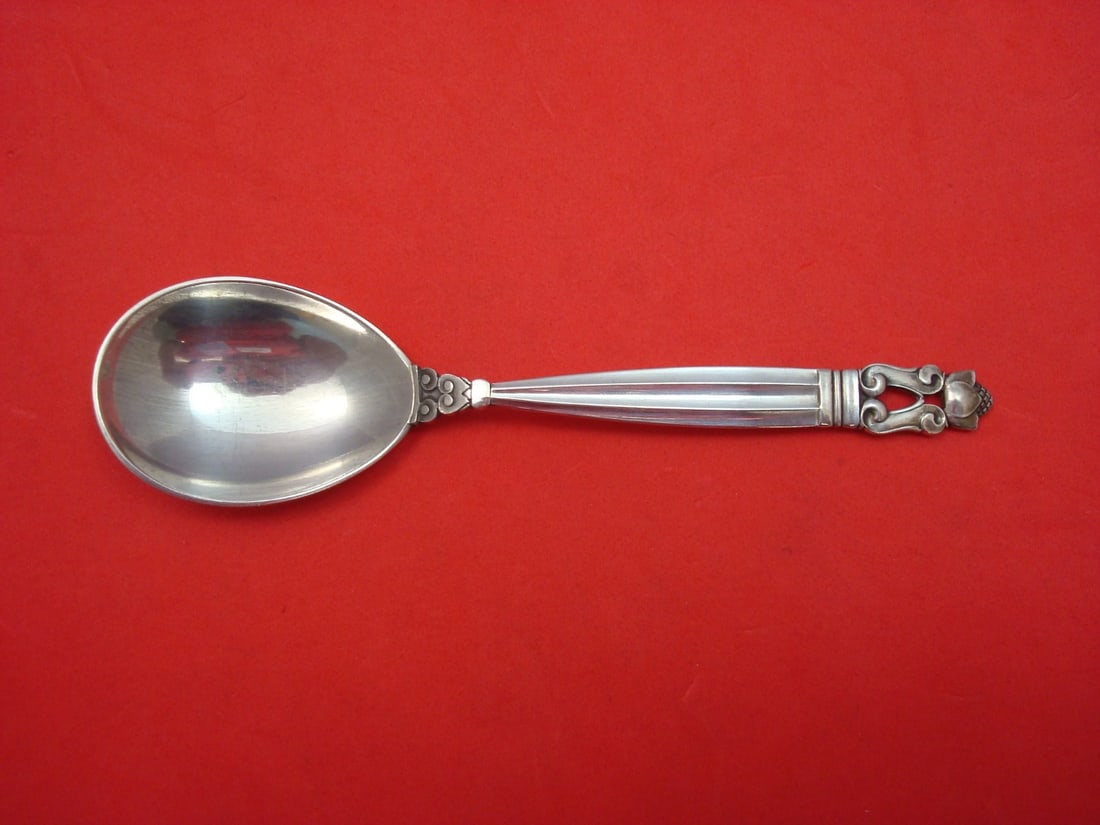 Georg Jensen Acorn Sterling Silver Sugar Spoon 5 7/8 Inch Serving (1 of 1)