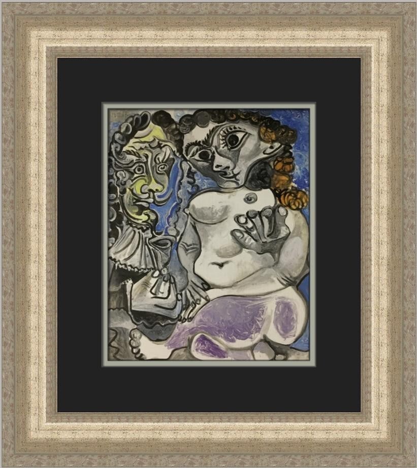 Pablo Picasso Woman and Muskateer Custom Framed Print 1992 Abstract Art: Pablo Picasso Woman and Muskateer Custom Framed Print 1992 Abstract Art This custom framed print by Pablo Picasso features the artwork titled "Woman and Muskateer," showcasing a striking abstract expr