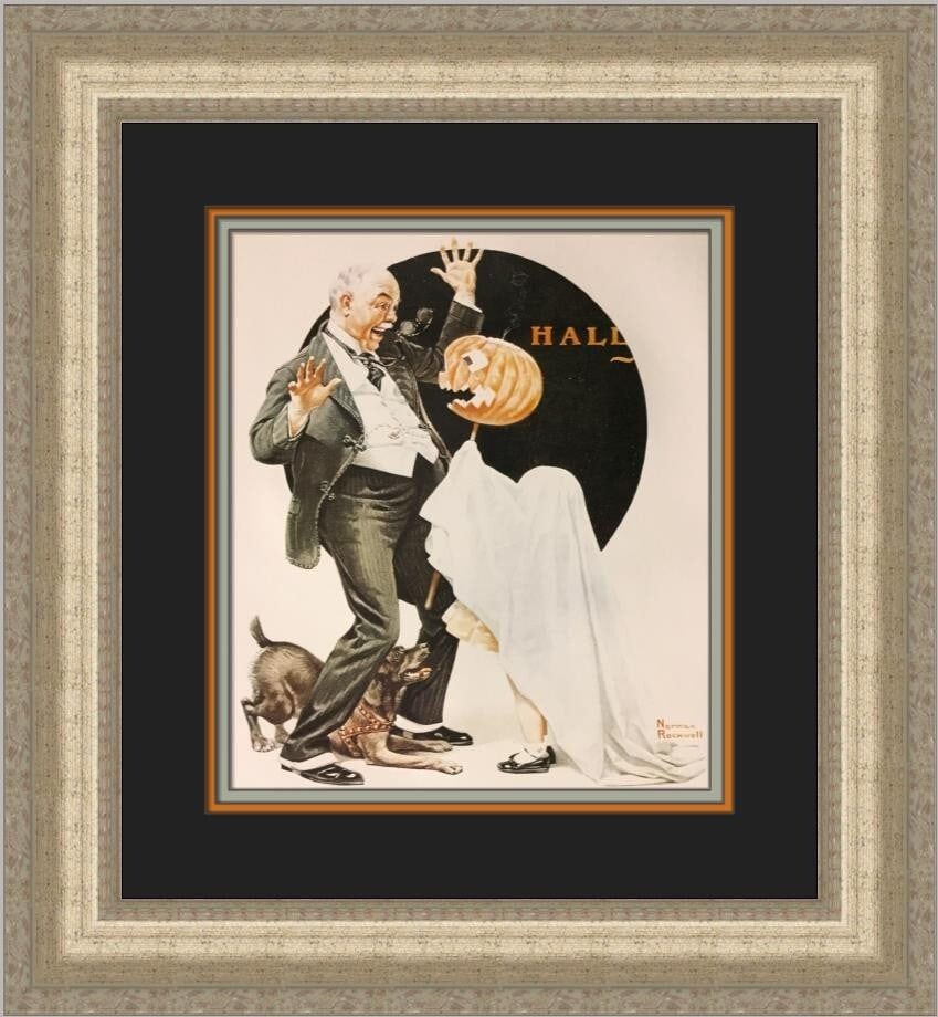 Norman Rockwell 1979 Halloween Custom Framed Print 20x18: Norman Rockwell 1979 Halloween Custom Framed Print 20x18 This Norman Rockwell Halloween Custom Framed Print captures the essence of the holiday in a stunning photorealism style. Created in 1979, this