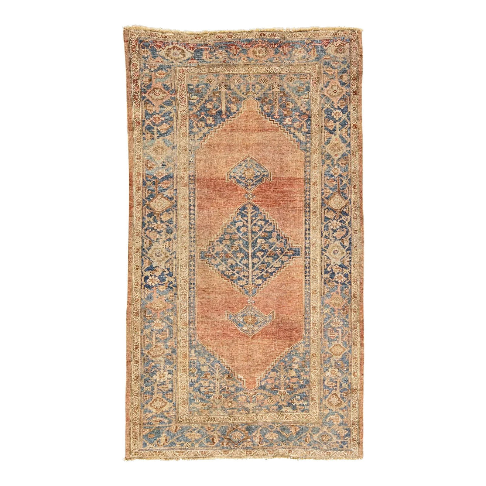 Antique 1900's Bidjar Wool Rug Rust Color Medallion Design 4'10 x 8'10: Antique 1900's Bidjar Wool Rug Rust Color Medallion Design 4'10 x 8'10 This stunning antique Bidjar wool rug exudes rustic charm, featuring a captivating red rust color field complemented by an intric