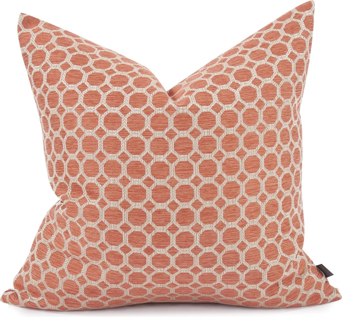 Howard Elliott Coral Pink Pyth Pillow 24x24 Hand-Finished Zipper: Howard Elliott Coral Pink Pyth Pillow 24x24 Hand-Finished Zipper Elevate your home decor with the Luxurious Pyth Pillow, featuring a stunning coral pink design. This square pouf adds a touch of elegan