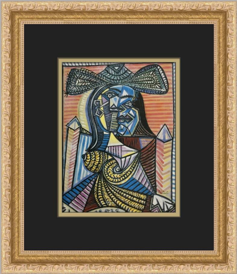 Pablo Picasso Seated Woman Custom Framed Print Abstract Art: Pablo Picasso Seated Woman Custom Framed Print Abstract Art This custom framed print by Pablo Picasso titled 'Seated Woman' showcases a stunning example of Abstract Cubism and Figurative Art. This med