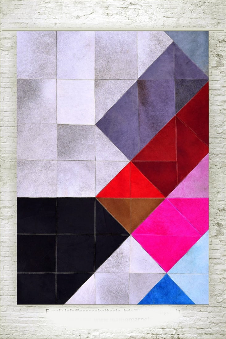 Handcrafted Earth Tone Herringbone Patchwork Cowhide Leather Rug 3FT x 5FT: Handcrafted Earth Tone Herringbone Patchwork Cowhide Leather Rug 3FT x 5FT Free continental US Shipping This luxurious rug features a handcrafted patchwork design made from 100% genuine hair-on cowhid