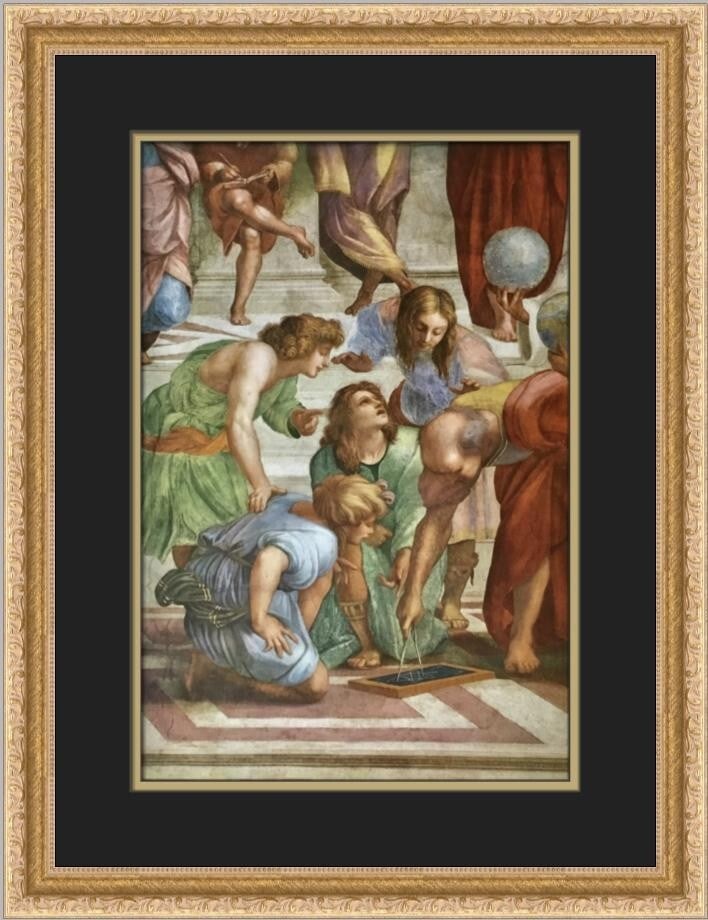 Raphael The School of Athens Custom Framed Art Print 20x16: Raphael The School of Athens Custom Framed Art Print 20x16 This stunning custom framed print features Raphael's renowned work, "The School of Athens," showcasing the high renaissance style. The print