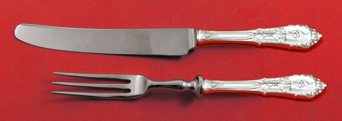 Wallace Rose Point Sterling Silver 2-Pc Individual Fruit Set: Wallace Rose Point Sterling Silver 2-Pc Individual Fruit Set This exquisite 2-piece individual fruit set is crafted in the Rose Point pattern by Wallace, showcasing timeless elegance and functionality