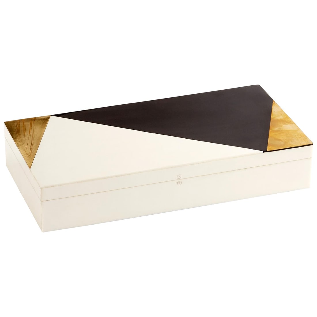 Cyan Modametric Black Gold Storage Box Brass Resin Wood: Cyan Modametric Black Gold Storage Box Brass Resin Wood This elegant storage box features a striking combination of black, gold, and white gold finishes, crafted from durable brass, resin, and wood. W