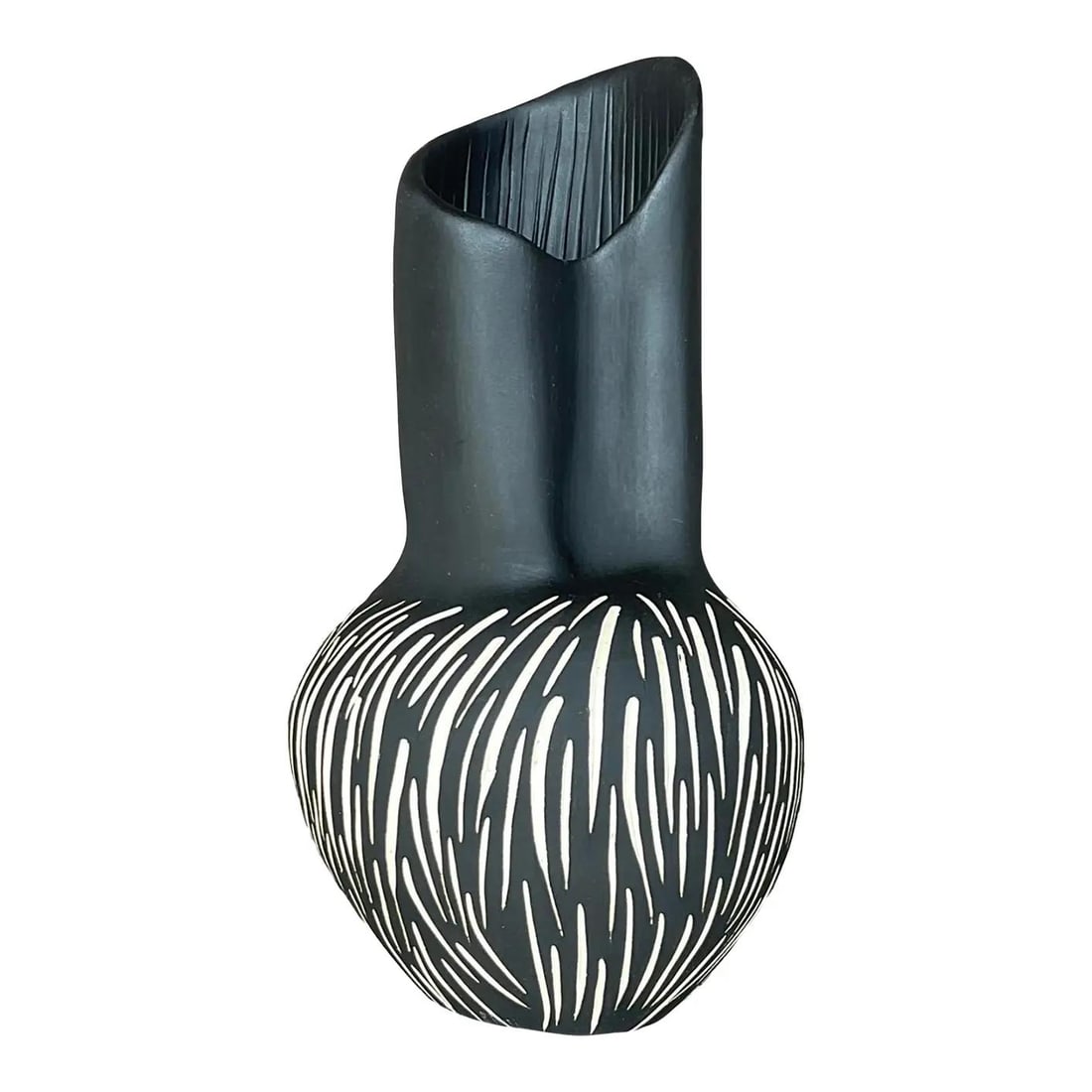 Hand-Signed Modern Studio Pottery Vase with Black and White Design (1 of 7)