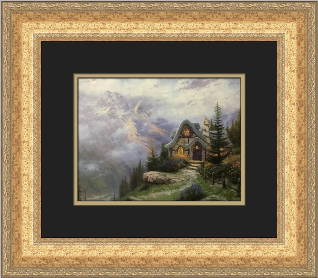Thomas Kinkade The View from Havencrest Cottage Framed Art Print 15x13: Thomas Kinkade The View from Havencrest Cottage Framed Art Print 15x13 This stunning custom framed print, titled 'The View from Havencrest Cottage' by renowned artist Thomas Kinkade, captures the beau