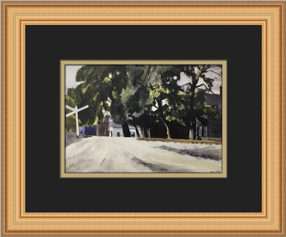 Edward Hopper A Railroad Crossing Rockland Maine Framed Print: Edward Hopper A Railroad Crossing Rockland Maine Framed Print This stunning custom framed print features Edward Hopper's iconic artwork titled "A Railroad Crossing Rockland Maine." Measuring 12" x 14"
