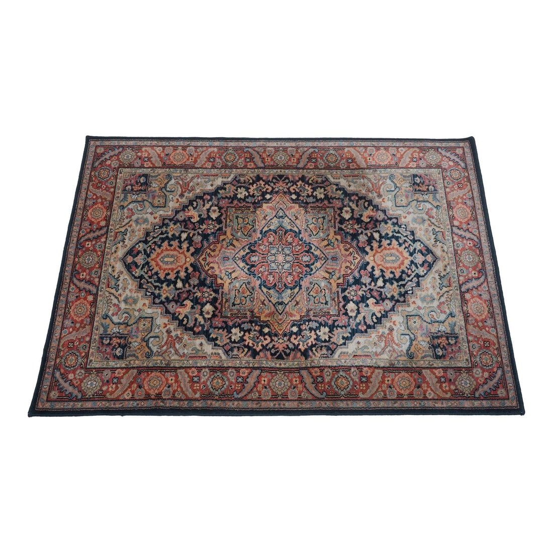 Karastan Navy 4x6 Wool Area Rug Vintage 30 Years Old: Karastan Navy 4x6 Wool Area Rug Vintage 30 Years Old Elevate your space with this exquisite Karastan Navy Print Area Rug, approximately 30 years old. Crafted from high-quality 100% wool, this rug feat